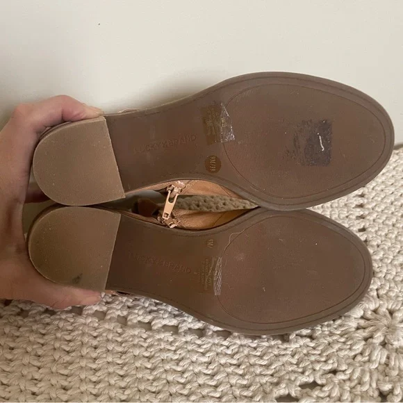 Lucky Brand Kasima Tan Leather Open Toe Ankle Booties Size 9 M - Picture 5 of 7